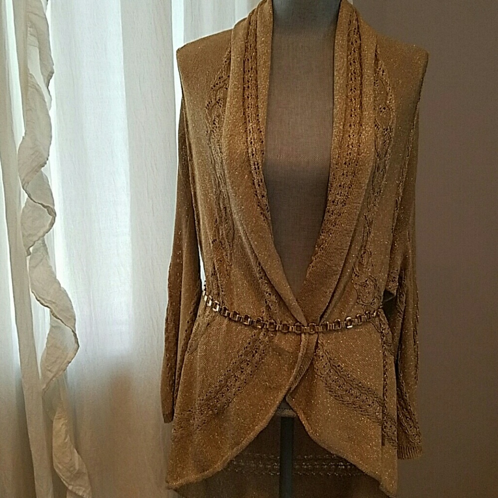 Alfani Metallic Draped Shawl/Cardigan